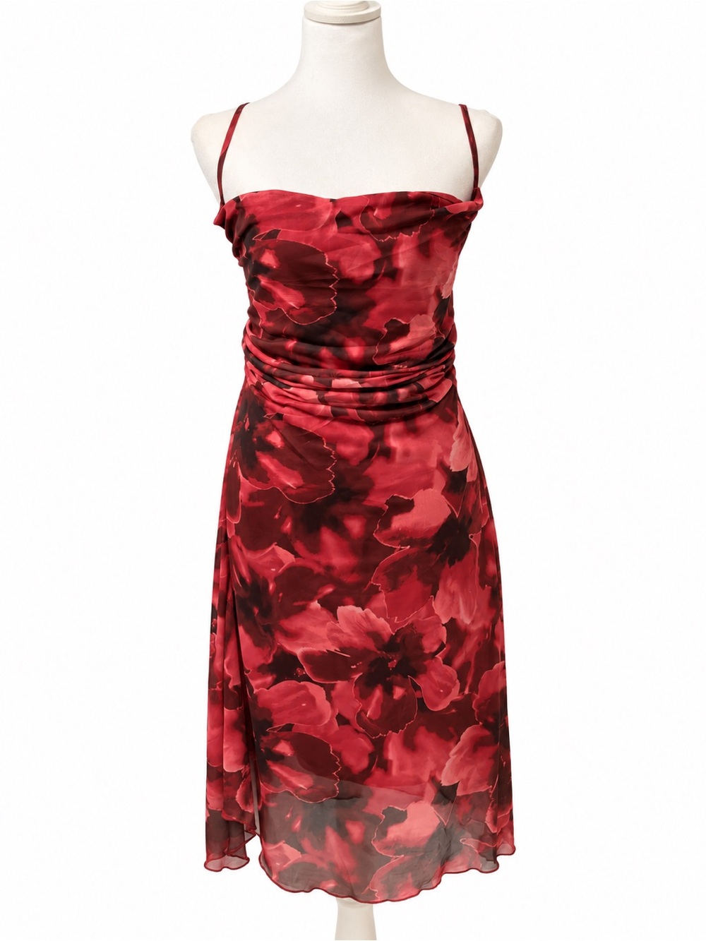 Persaya 2X Floral Cowl Neck Open Back Midi Dress NWT